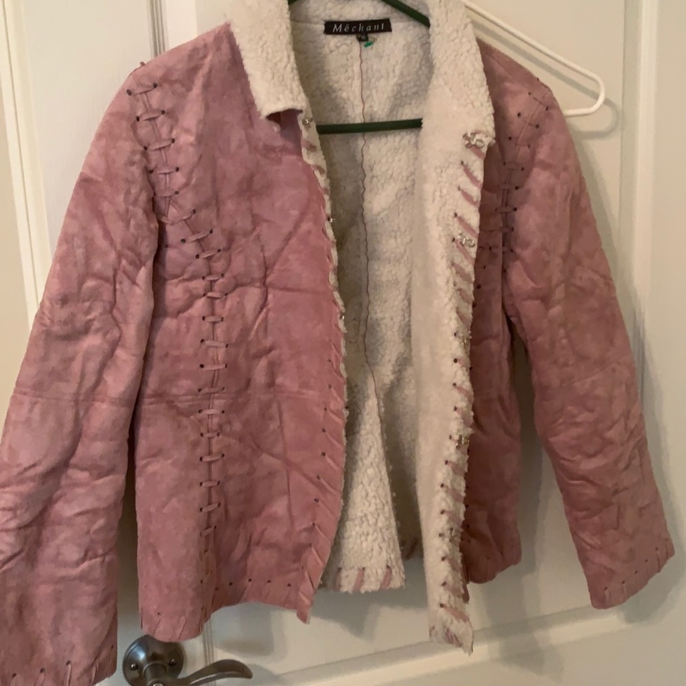 Anthropology Me’chant pink suede jacket size medium